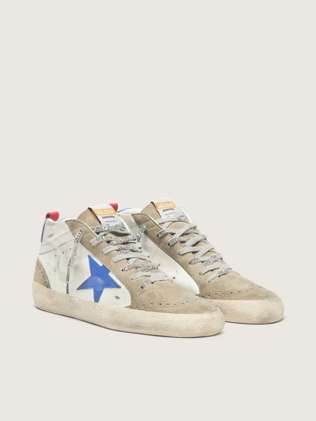 Mid Star für Herren mit blauem Lederstern und taubengrauen Wildledereinsätzen