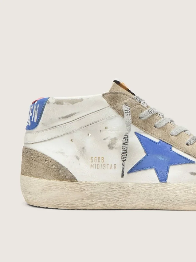 Mid Star für Herren mit blauem Lederstern und taubengrauen Wildledereinsätzen