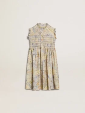 Midi-Kleid aus Baumwolle für Mädchen mit mehrfarbigem Blumenprint