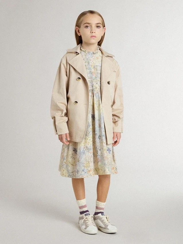 Midi-Kleid aus Baumwolle für Mädchen mit mehrfarbigem Blumenprint