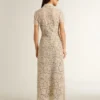 Midi-Kleid für Damen aus cremefarbener, durchsichtiger Spitze