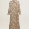 Midi-Kleid für Damen aus Seidenmischung mit Blumenprint