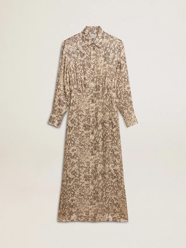 Midi-Kleid für Damen aus Seidenmischung mit Blumenprint