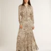 Midi-Kleid für Damen aus Seidenmischung mit Blumenprint