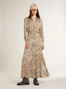 Midi-Kleid für Damen aus Seidenmischung mit Blumenprint