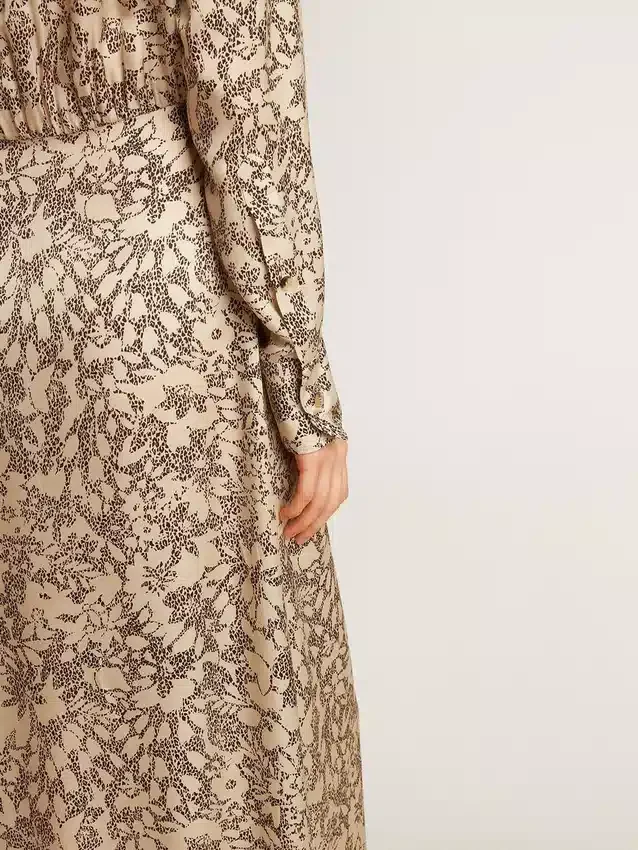 Midi-Kleid für Damen aus Seidenmischung mit Blumenprint