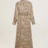 Midi-Kleid für Damen aus Seidenmischung mit Blumenprint