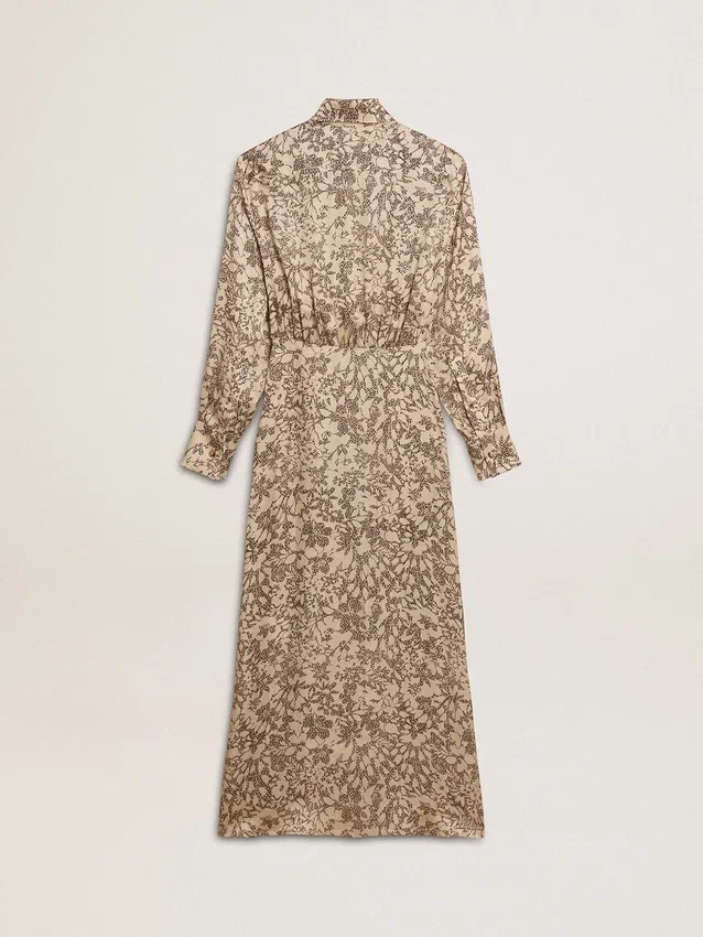 Midi-Kleid für Damen aus Seidenmischung mit Blumenprint