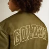 Militärgrüne Nylon-Bomberjacke für Kinder mit Schriftzug auf dem Rücken
