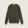 Militärgrüner Herren-Pullover mit Rundhalsausschnitt und «Golden»-Schriftzug auf der Rückseite
