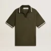 Militärgrünes Jersey-Polohemd für Herren mit Stickerei