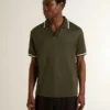 Militärgrünes Jersey-Polohemd für Herren mit Stickerei