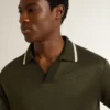 Militärgrünes Jersey-Polohemd für Herren mit Stickerei