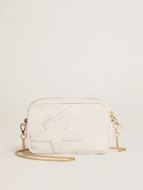 Mini Star Bag aus butterweissem Leder mit Ton-in-Ton-Stern