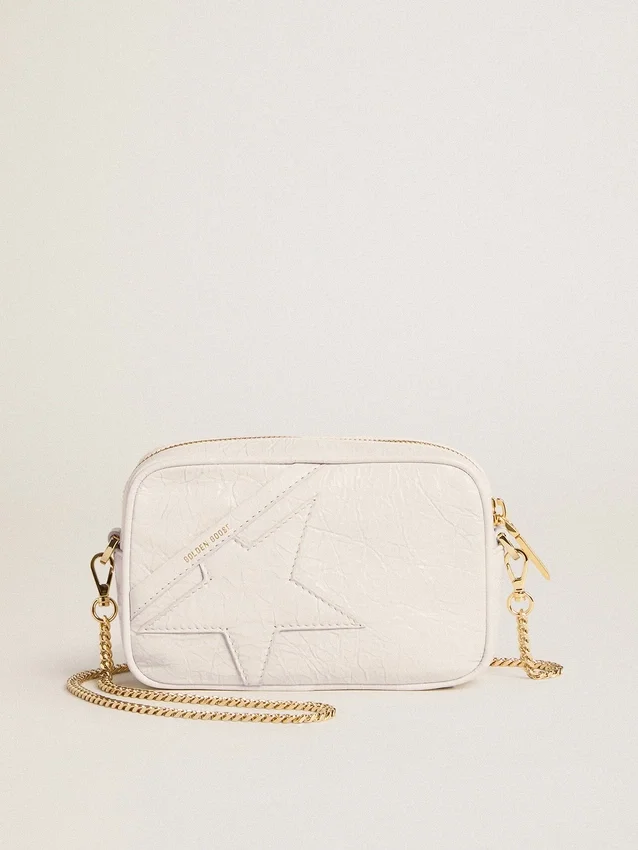 Mini Star Bag aus butterweissem Leder mit Ton-in-Ton-Stern