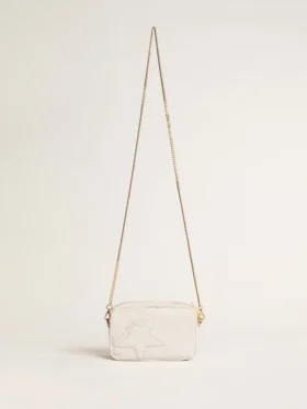 Mini Star Bag aus butterweissem Leder mit Ton-in-Ton-Stern