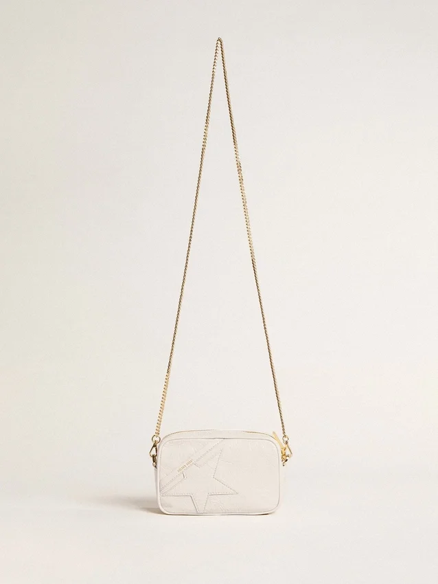 Mini Star Bag aus butterweissem Leder mit Ton-in-Ton-Stern