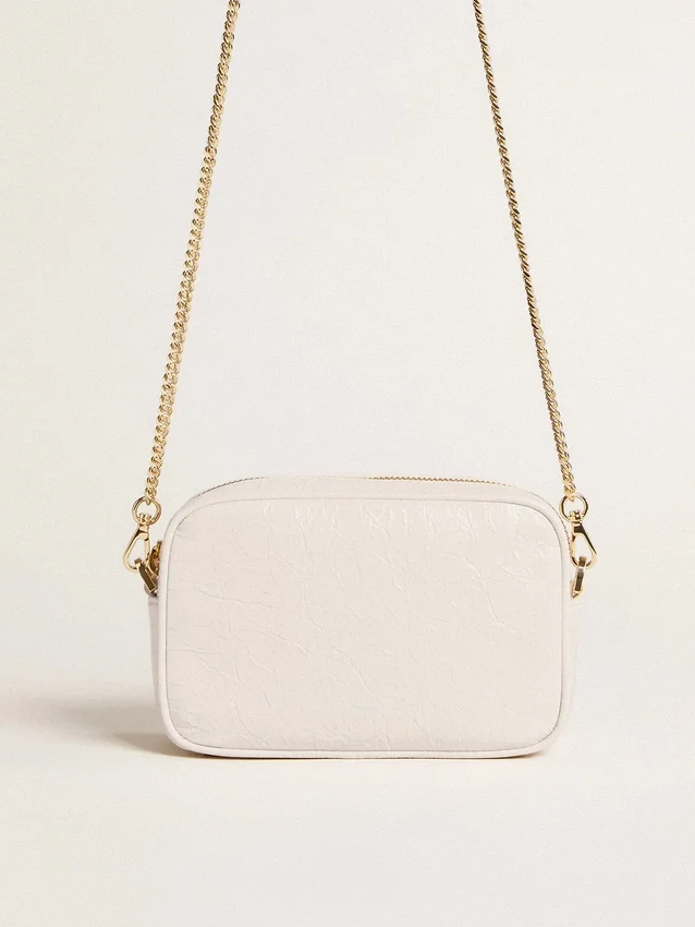 Mini Star Bag aus butterweissem Leder mit Ton-in-Ton-Stern