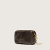 Mini Star Bag aus dunkelbraunem Leder im Used-Look mit Ton-in-Ton-Stern