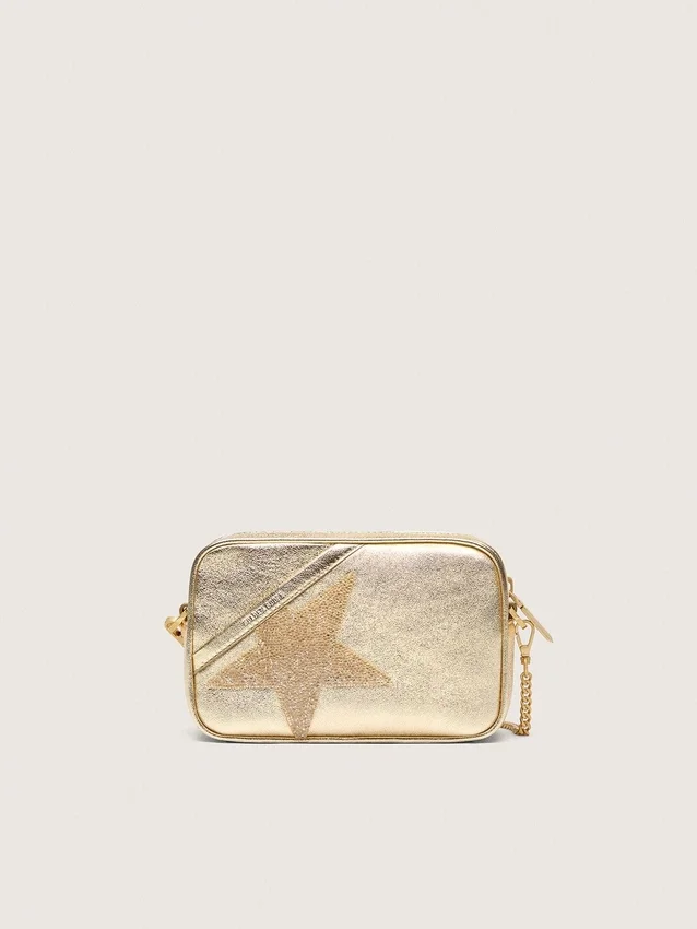 Mini Star Bag aus platinfarbenem Leder mit Swarovski-Stern