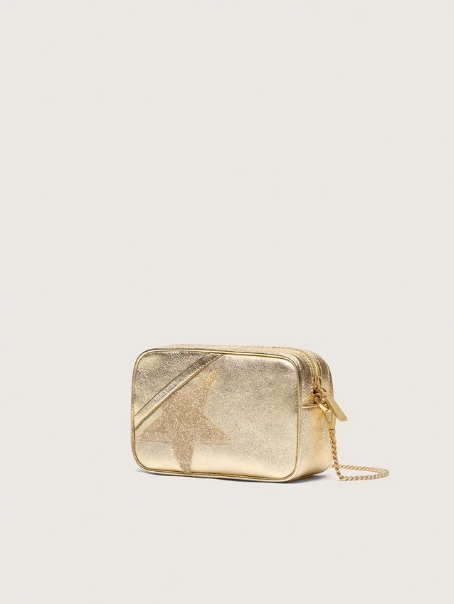 Mini Star Bag aus platinfarbenem Leder mit Swarovski-Stern