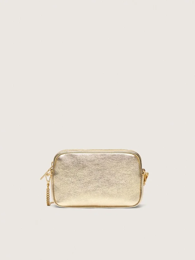 Mini Star Bag aus platinfarbenem Leder mit Swarovski-Stern
