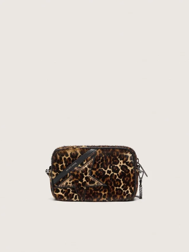 Mini Star Bag aus Ponyleder mit Animal-Print und Ton-in-Ton-Stern