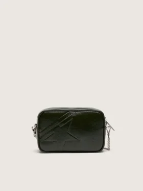 Mini Star Bag aus schwarzem Leder mit Ton-in-Ton-Stern