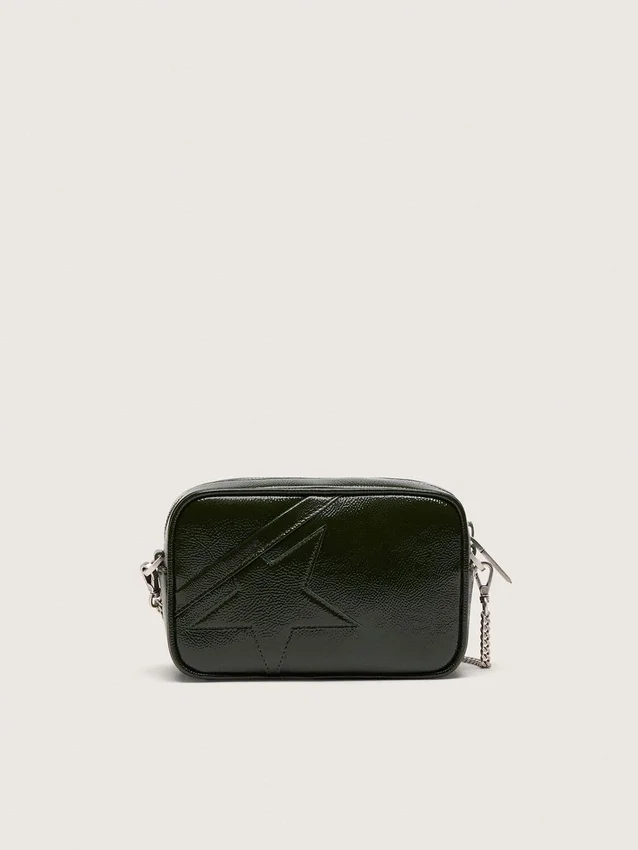 Mini Star Bag aus schwarzem Leder mit Ton-in-Ton-Stern