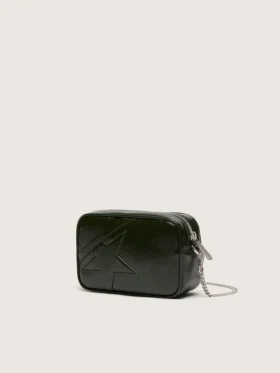 Mini Star Bag aus schwarzem Leder mit Ton-in-Ton-Stern