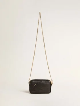 Mini Star Bag aus schwarzem Leder mit Ton-in-Ton-Stern