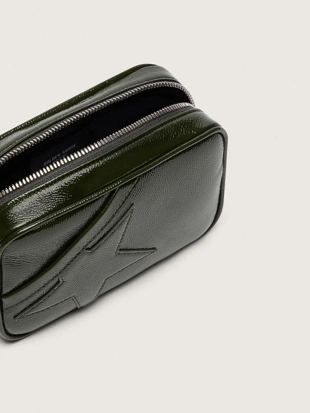 Mini Star Bag aus schwarzem Leder mit Ton-in-Ton-Stern