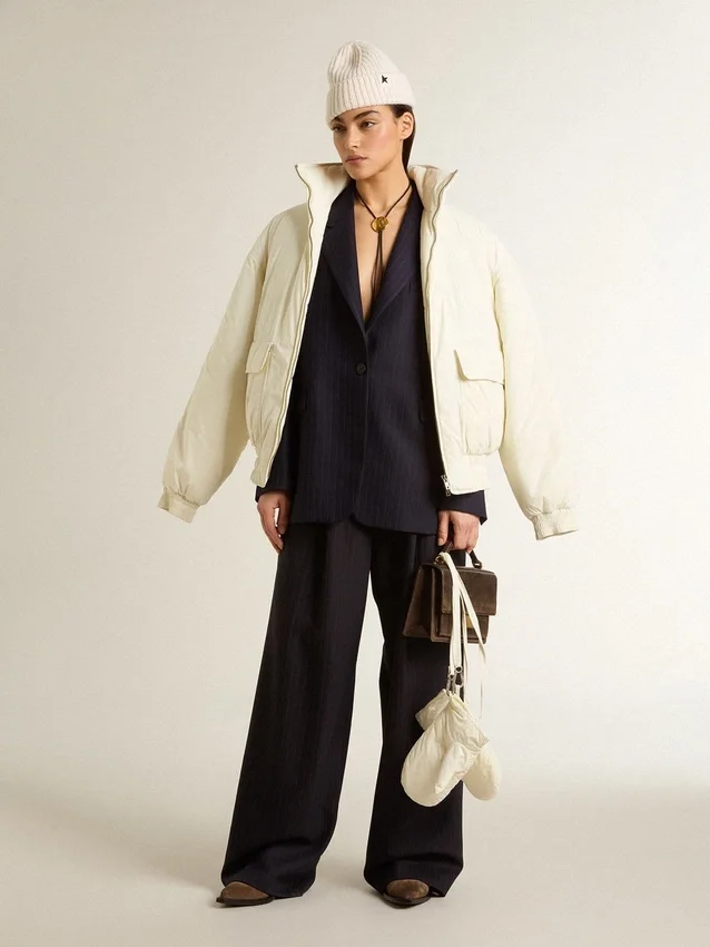 Mitternachtsblauer Einreiher-Blazer aus Wolle für Damen