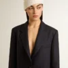 Mitternachtsblauer Einreiher-Blazer aus Wolle für Damen