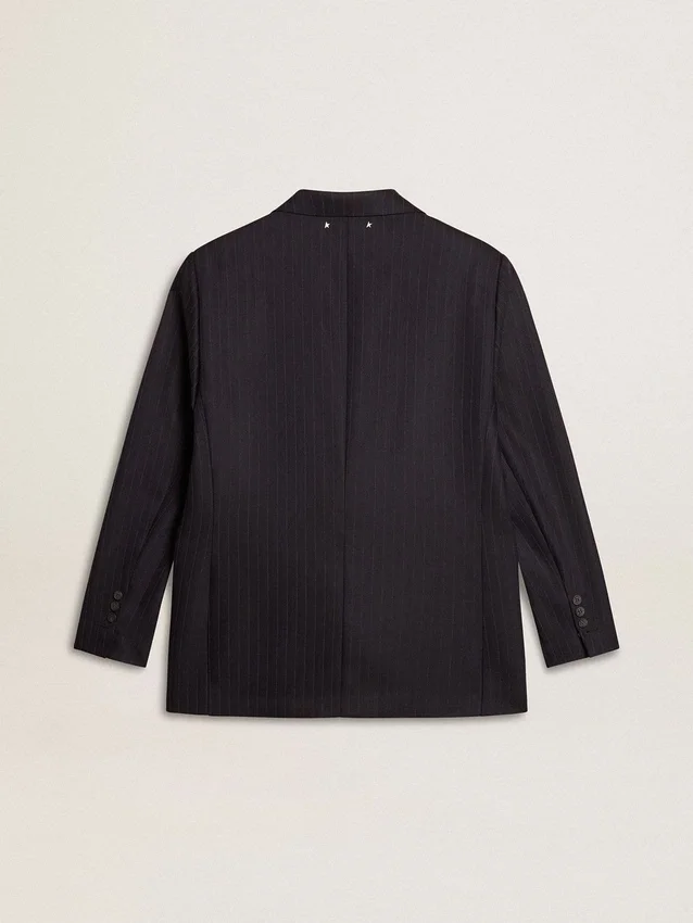 Mitternachtsblauer Einreiher-Blazer aus Wolle für Damen