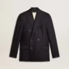 Mitternachtsblauer Herren-Blazer aus Wolle mit Zweireiher-Schliessung