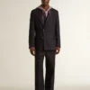 Mitternachtsblauer Herren-Blazer aus Wolle mit Zweireiher-Schliessung