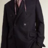 Mitternachtsblauer Herren-Blazer aus Wolle mit Zweireiher-Schliessung