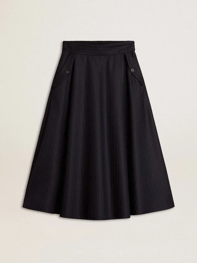 Mitternachtsblauer Wollrock für Damen