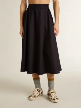 Mitternachtsblauer Wollrock für Damen