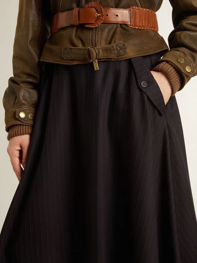 Mitternachtsblauer Wollrock für Damen