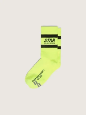 Neongelbe Sportsocken mit schwarzen Streifen