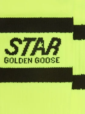 Neongelbe Sportsocken mit schwarzen Streifen