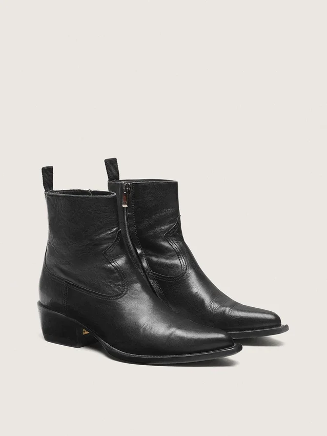 Niedrige Debbie-Herrenstiefel aus schwarzem Leder
