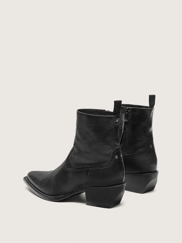 Niedrige Debbie-Herrenstiefel aus schwarzem Leder