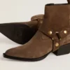 Niedrige Debbie-Stiefel aus taubengrauem Wildleder mit abnehmbarer Schnalle