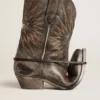 Niedrige Wish Star-Damenstiefel aus schwarzem Leder mit silbernem Stern
