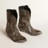 Niedrige Wish Star-Damenstiefel aus schwarzem Leder mit silbernem Stern