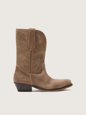 Niedrige Wish Star-Stiefel für Damen aus grauem Wildleder mit Sternstickerei