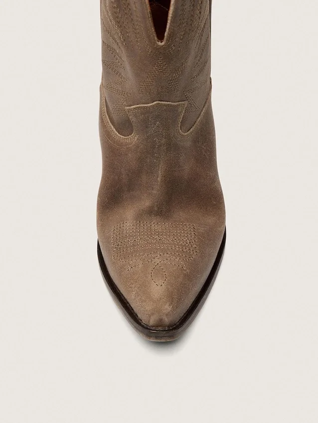 Niedrige Wish Star-Stiefel für Damen aus grauem Wildleder mit Sternstickerei